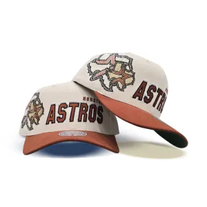 Off White Houston Astros Rust Visor Green Bottom MLB Big Time Mitchell & Ness Pro Snapback