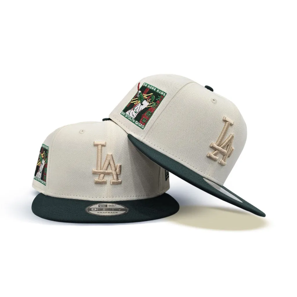 Off White Los Angeles Dodgers Dark Green Visor Gray Bottom Shohei Ohtani 50 Home Runs Side Patch 9Fifty Snapback
