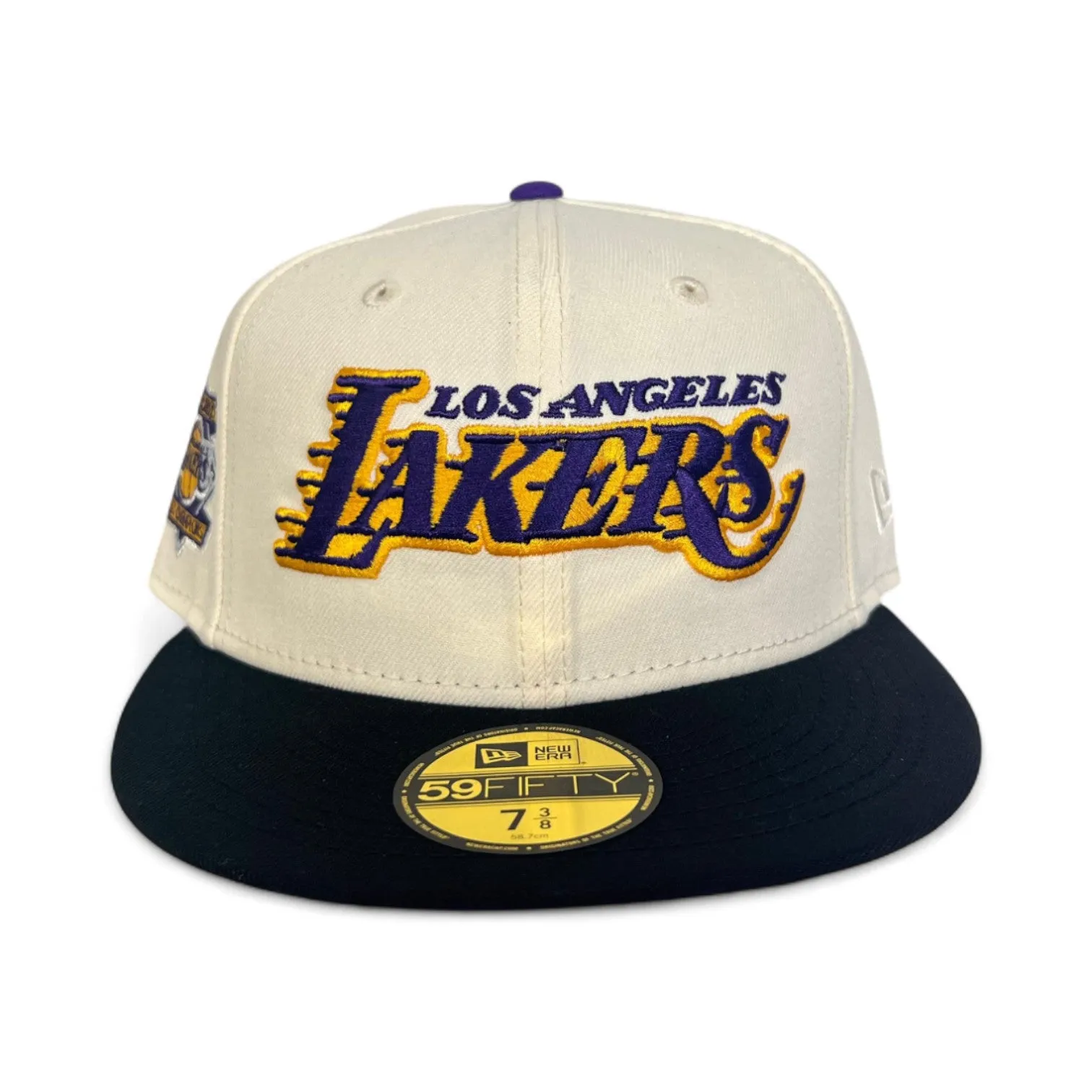 Off White Los Angeles Lakers Black Visor Purple Bottom 17X Champions Side Patch New Era 59Fifty Fitted