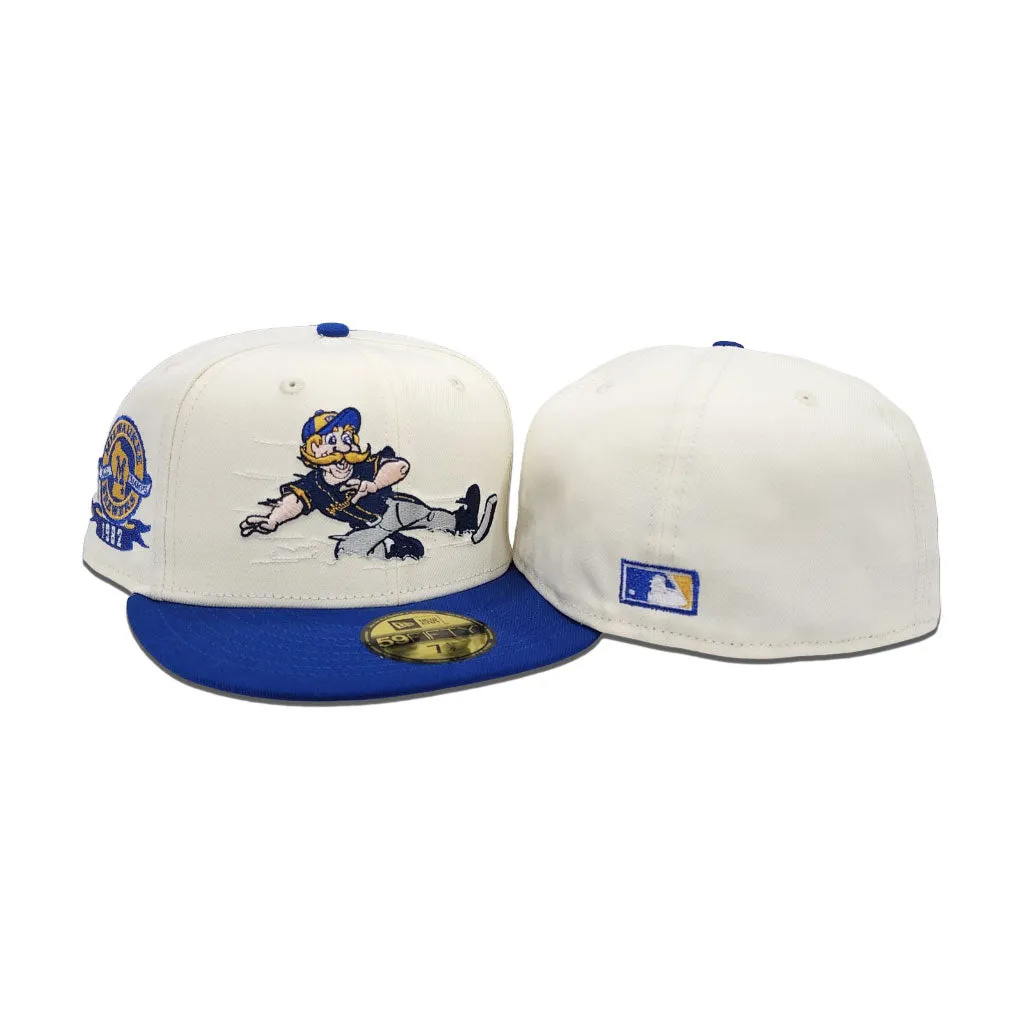 Off White Milwaukee Brewers Royal Blue Visor Gray Bottom 1982 American League Champs Side Patch New Era 59Fifty Fitted