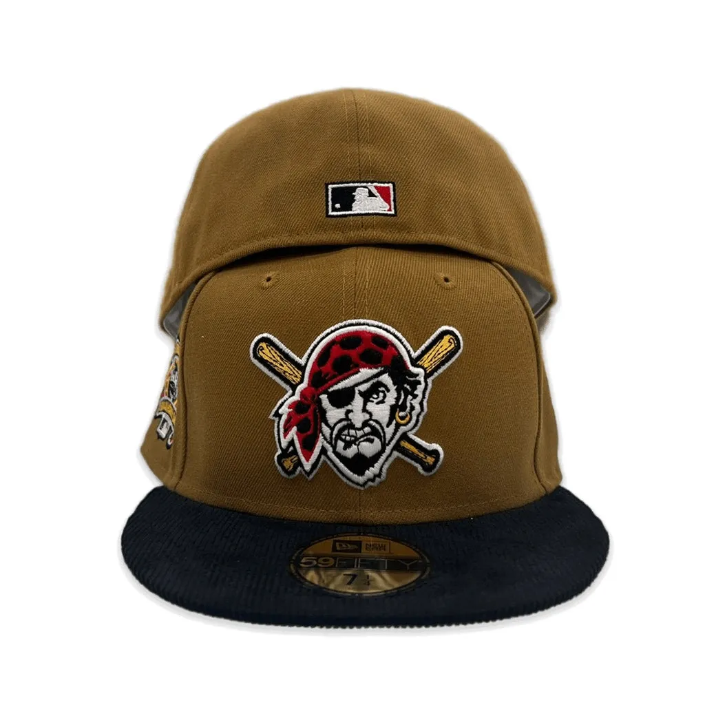 Old Gold Pittsburgh Pirates Black Corduroy Visor Gray Bottom 1994 All Star Game Side Patch New Era 59Fifty Fitted