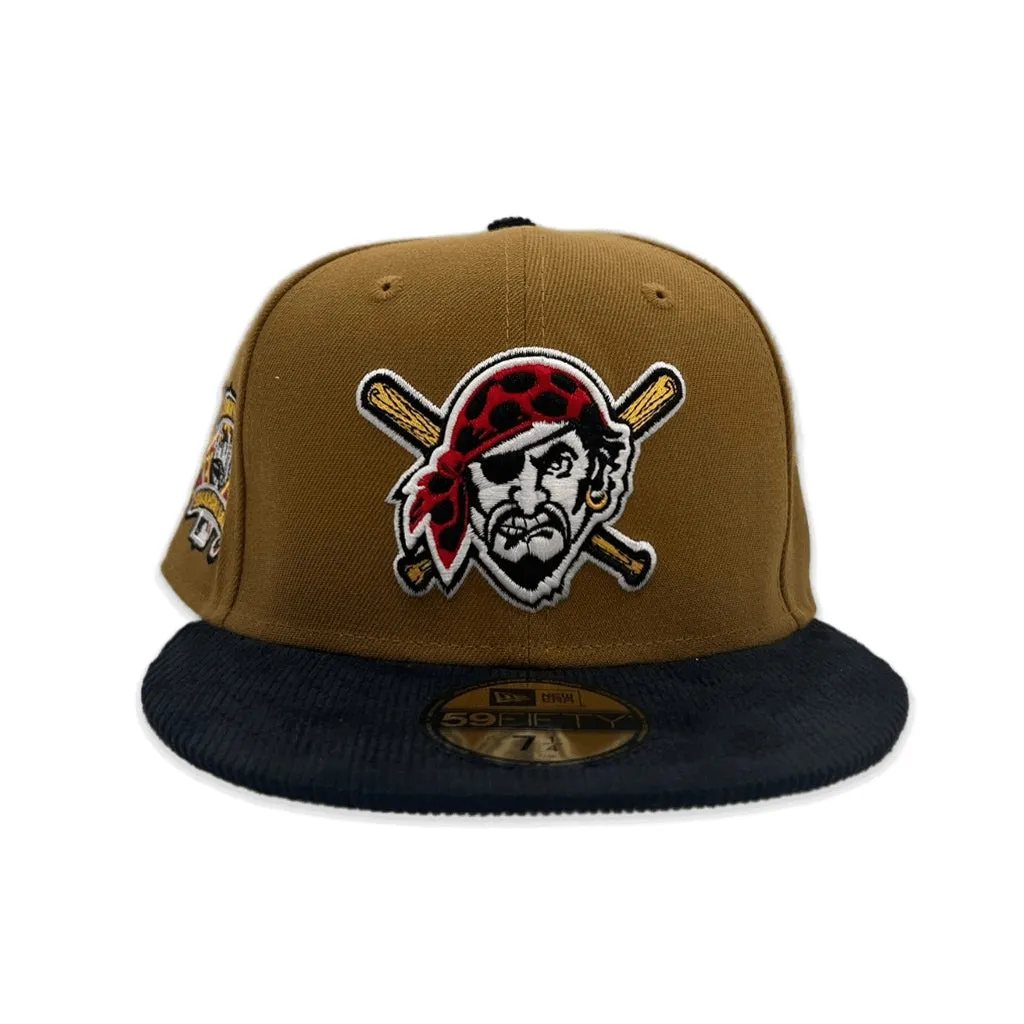 Old Gold Pittsburgh Pirates Black Corduroy Visor Gray Bottom 1994 All Star Game Side Patch New Era 59Fifty Fitted