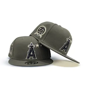 Olive Green 3 Stars Los Angeles Angels Gray Bottom 50th Anniversary Side Patch New Era 9Fifty Snapback