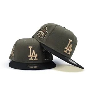 Olive Green Los Angeles Dodgers Palm Tree Black Visor Gray Bottom 2024 World Series Champions Side Patch New Era 9Fifty Snapback