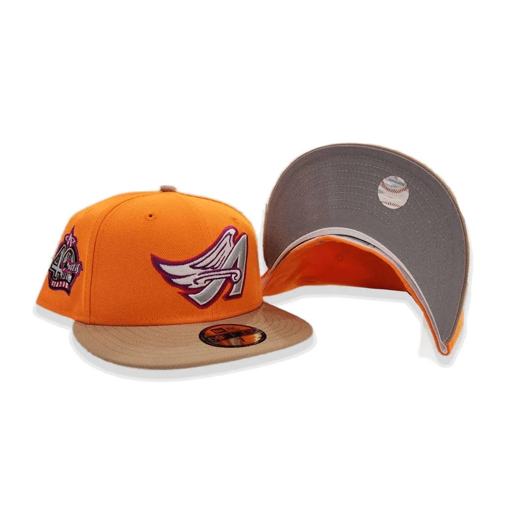 Orange Los Angeles Angels Camel Visor Gray Bottom 40th Season Side Patch New Era 59Fifty Fitted