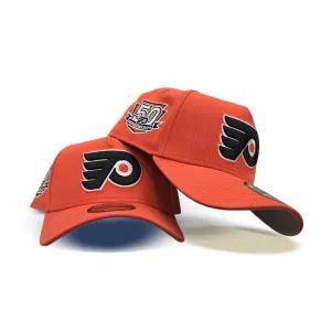 Orange Philadelphia Flyers Curved Brim Gray Bottom 50th Anniversary Side Patch New Era A-Frame 9Forty Snapback