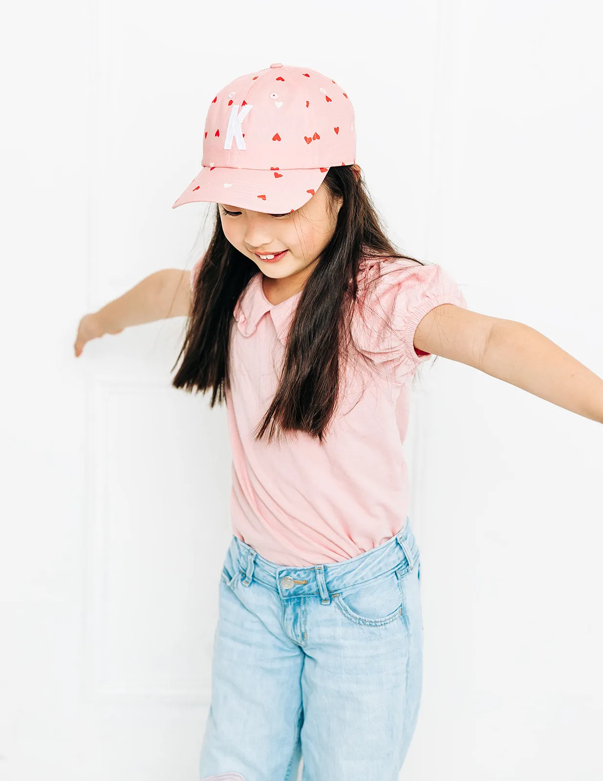 Pink Hearts Letter Baseball Hat