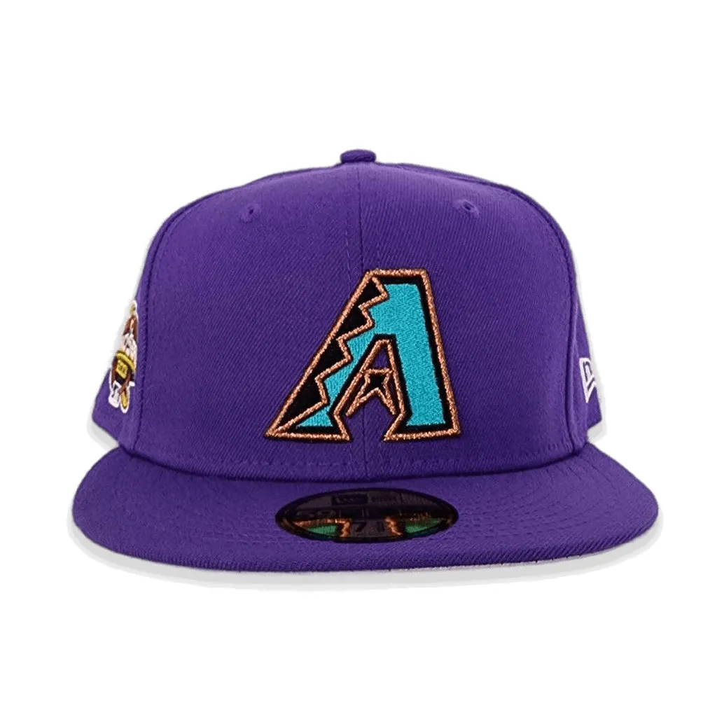 Purple Arizona Diampnbacks Gray Bottom 2001 World Series Side Patch New Era 59Fifty Fitted
