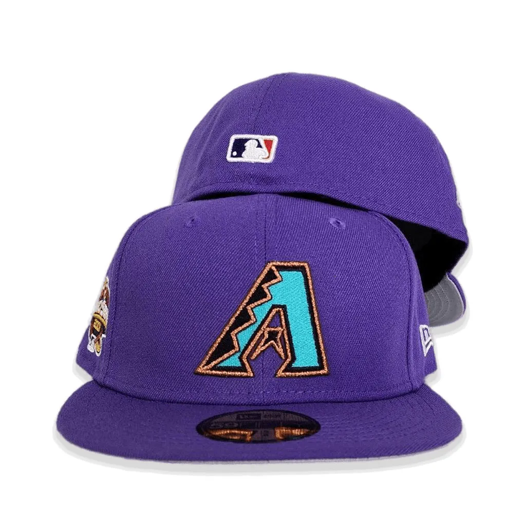 Purple Arizona Diampnbacks Gray Bottom 2001 World Series Side Patch New Era 59Fifty Fitted