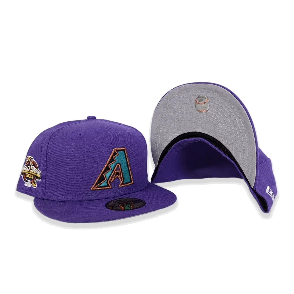 Purple Arizona Diampnbacks Gray Bottom 2001 World Series Side Patch New Era 59Fifty Fitted