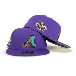 Purple Arizona Diampnbacks Gray Bottom 2001 World Series Side Patch New Era 59Fifty Fitted