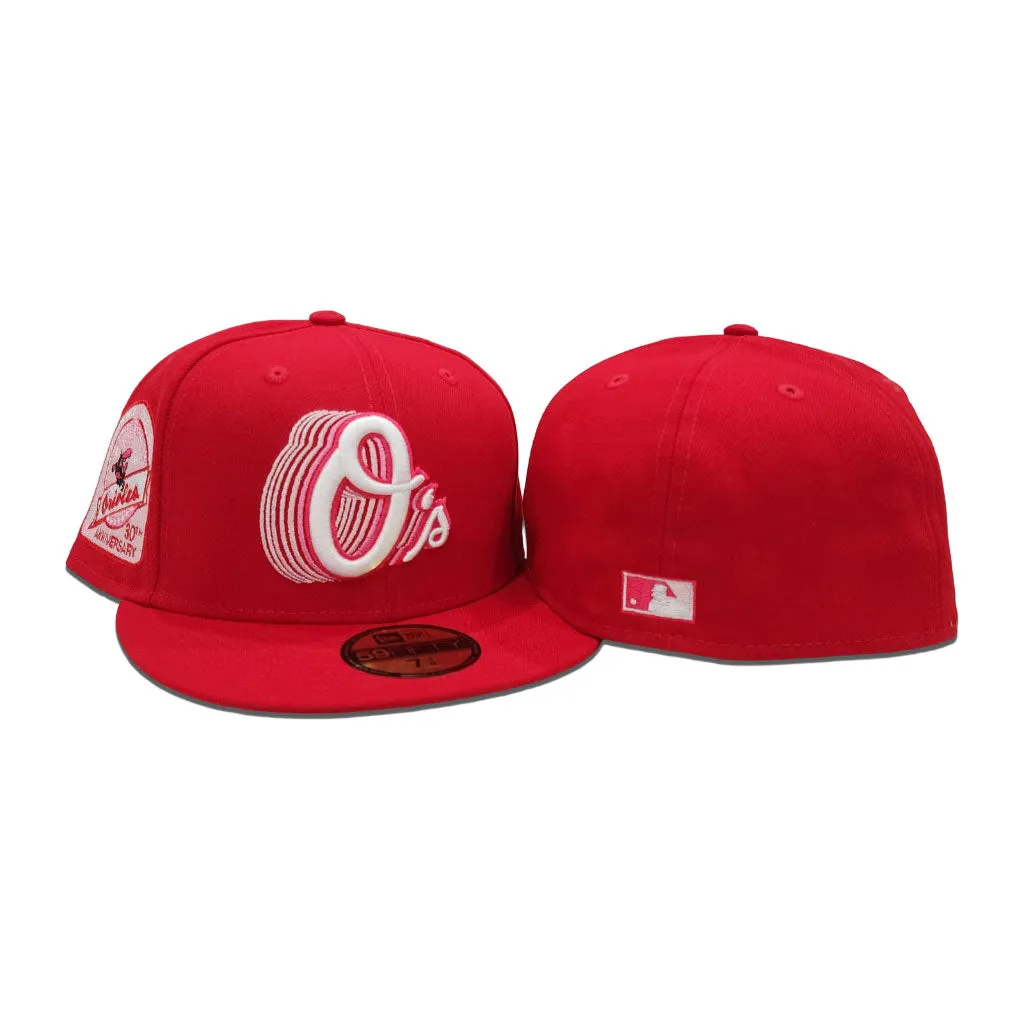 Red Baltimore Orioles Gray Bottom 30th Anniversary Side Patch New Era 59Fifty Fitted
