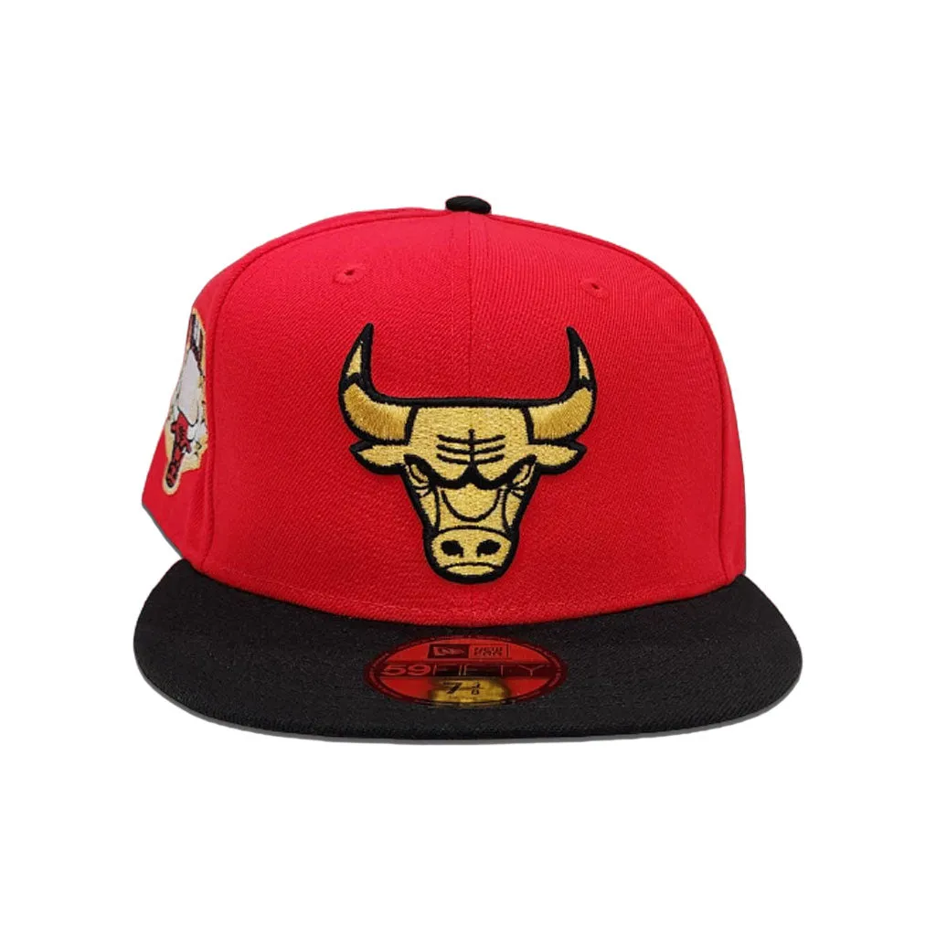 Red Chicago Bulls Black Visor Gray Bottom Gameday Gold Pop Stars Side Patch New Era 59Fifty Fitted