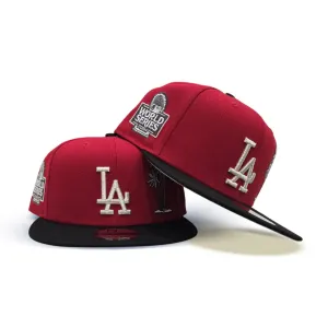Red Los Angeles Dodgers Palm Tree Black Visor Gray Bottom 2024 World Series Champions Side Patch New Era 9Fifty Snapback