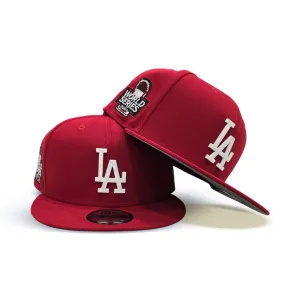 Red Los Angeles Dodgers White Metal Badge Gray Bottom 2024 World Series Side Patch New Era 9Fifty Snapback