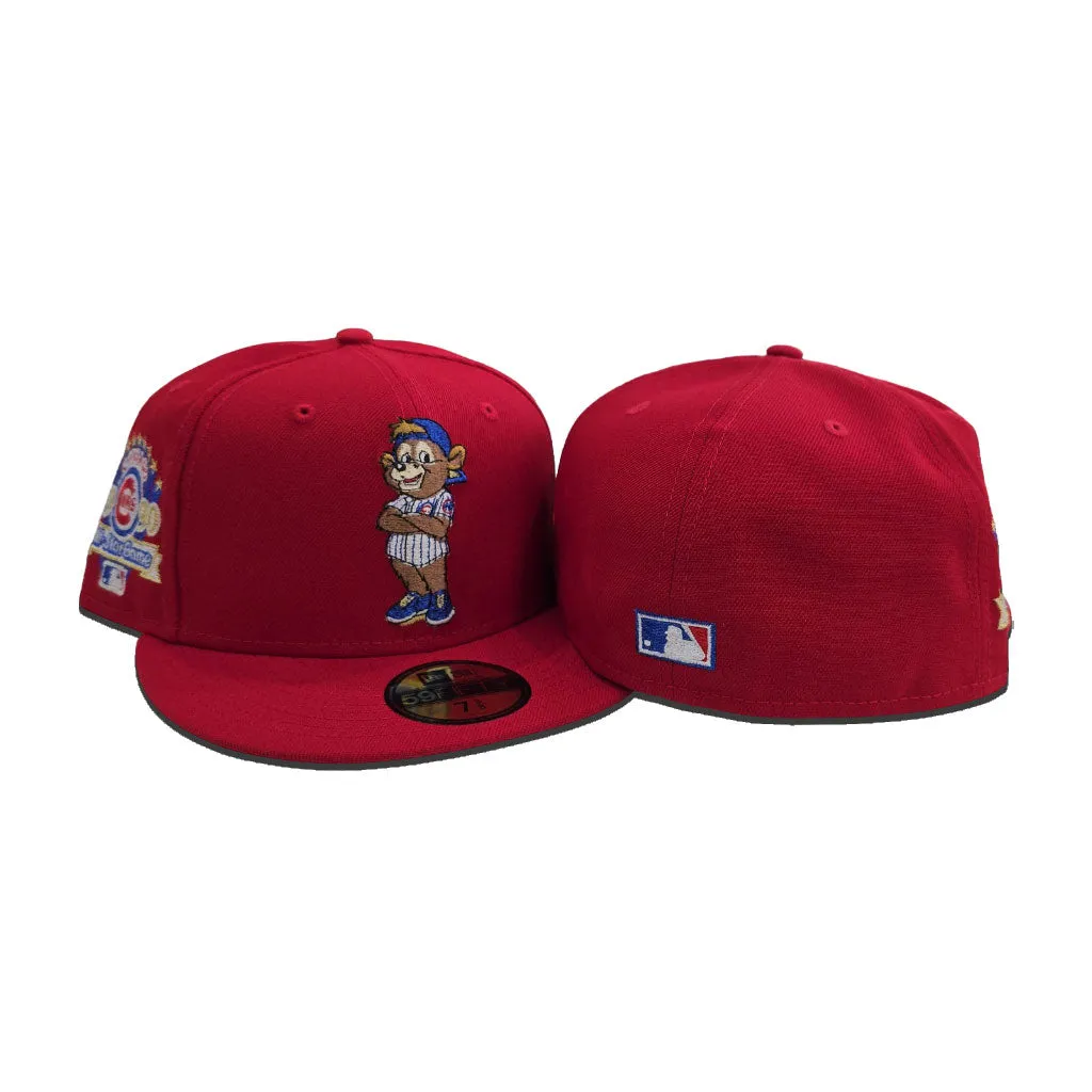 Red Mascot Logo Chicago Cubs Gray Bottom 1990 All Star Game Side Patch New Era 59Fifty Fitted