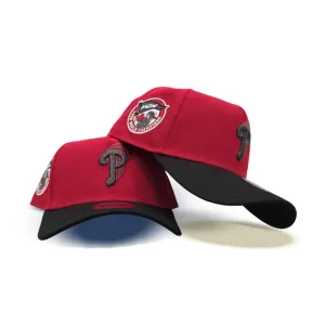 Red Philadelphia Phillies Black Curved Brim Black Bottom 1980 World Series Champions Side Patch New Era A-Frame 9Forty Snapback