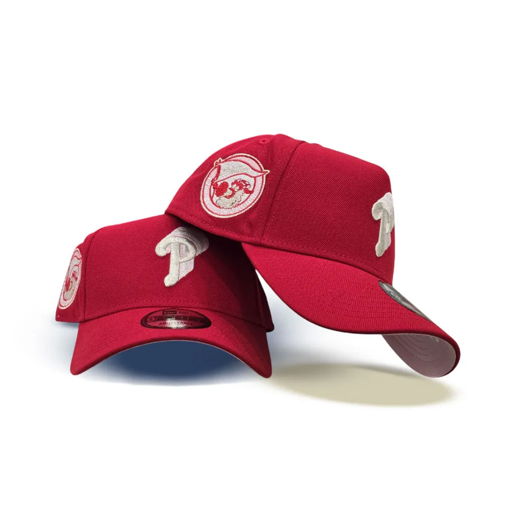 Red Philadelphia Phillies Curved Brim Pink Bottom 1980 World Series Champions Side Patch "Valentines Day Collection" New Era 9Forty Snapback