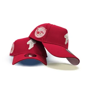 Red Philadelphia Phillies Curved Brim Pink Bottom 1980 World Series Champions Side Patch "Valentines Day Collection" New Era 9Forty Snapback