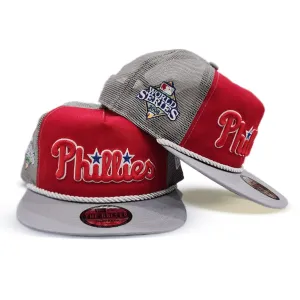 Red Philadelphia Phillies Gray Trucker Green Bottom 2008 World Series Side Patch New Era Snapback