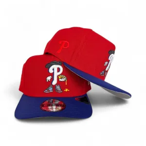 Red Philadelphia Phillies Royal Blue Curved Brim Gray Bottom Cartoon Pack New Era 9Fifty A-Frame Snapback