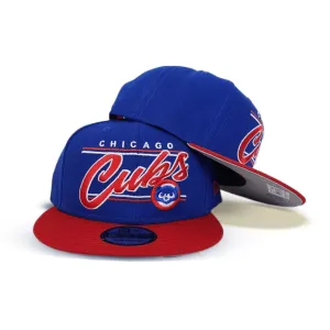 Royal Blue Chicago Cubs Team Scrip Gray Bottom New Era 9Fifty Snapback