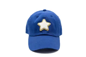 Royal Blue Glitter Gold Terry Star Hat