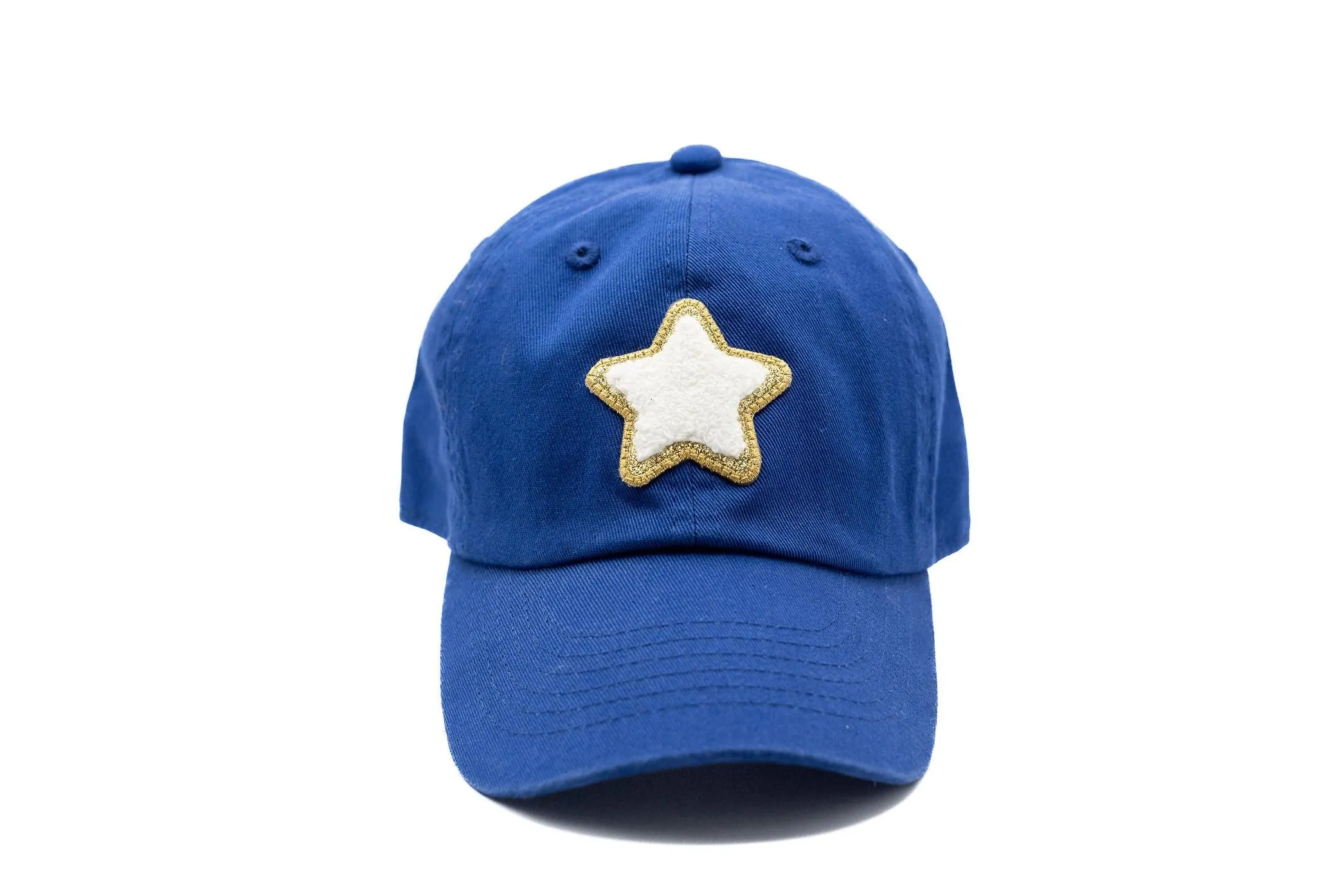 Royal Blue Glitter Gold Terry Star Hat