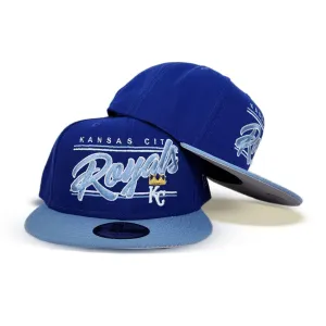 Royal Blue Kancas City Royals Team Scrip Gray Bottom New Era 9Fifty Snapback