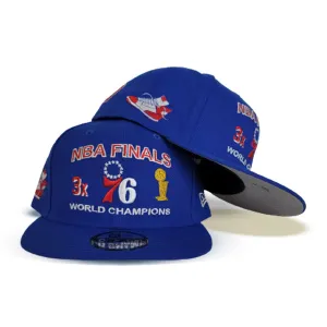 Royal Blue NBA Finals 3X World Champions Philadelphia 76ers New Era 9Fifty Snapback