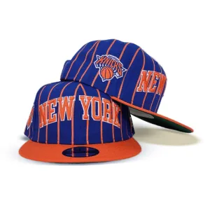 Royal Blue New York Knicks Pinstripe Green Bottom New Era 9Fifty Snapback