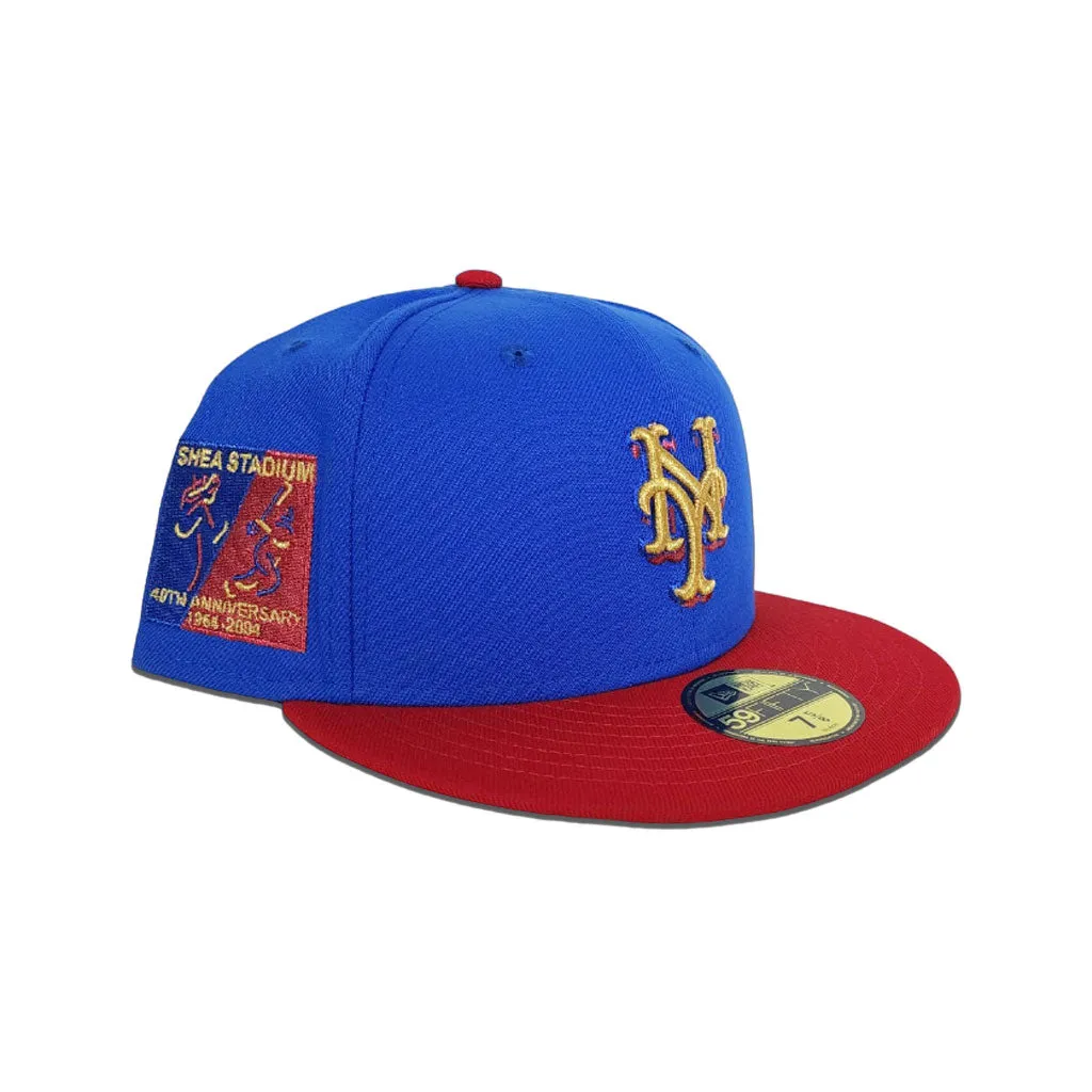 Royal Blue New York Mets Red Visor Gray Bottom Shea Stadium 40th Anniversary Side Patch New Era 59Fifty Fitted