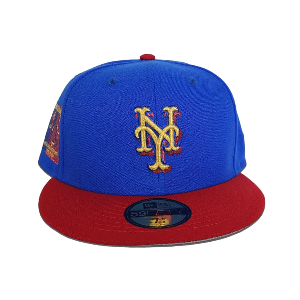Royal Blue New York Mets Red Visor Gray Bottom Shea Stadium 40th Anniversary Side Patch New Era 59Fifty Fitted