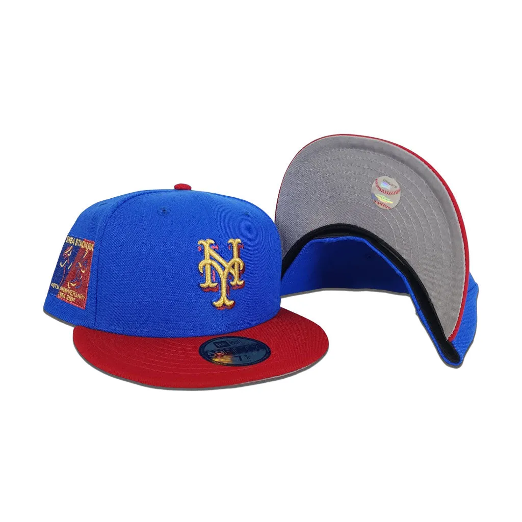 Royal Blue New York Mets Red Visor Gray Bottom Shea Stadium 40th Anniversary Side Patch New Era 59Fifty Fitted
