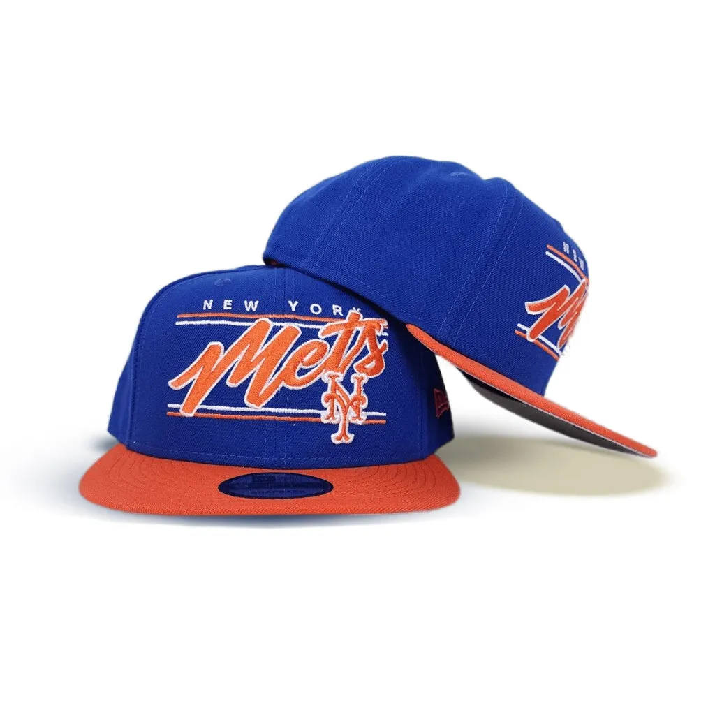 Royal Blue New York Mets Team Scrip Gray Bottom New Era 9Fifty Snapback