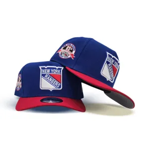 Royal Blue New York Rangers Red Visor Gray Bottom 85th Anniversary Side Patch New Era Curved Brim A-Frame 9Fifty Snapback