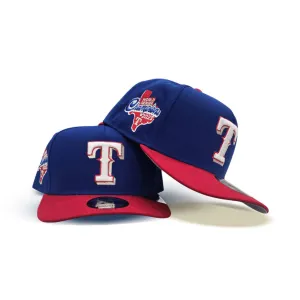 Royal Blue Texas Rangers Red Curved Brim  Gray Bottom 2023 World Series Champions Side Patch New Era 9Fifty A-Frame Snapback