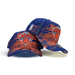 Royal Blue Tip Off New York Knicks Curved Brim Gray Bottom NBA NY Side Patch New Era 9Forty Snapback