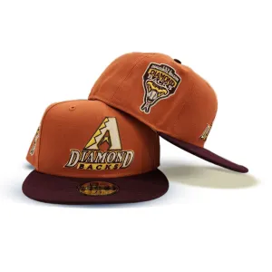 Rust Arizona Diamondbacks Maroon Visor Olive Green Bottom 1998 Inaugural Season Side Patch New Era 59Fifty Fitted