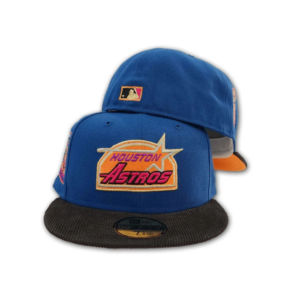 Sea Blue Houston Astros Black Corduroy Visor Orange Bottom 35th Great Years Side Patch New Era 59Fifty Fitted