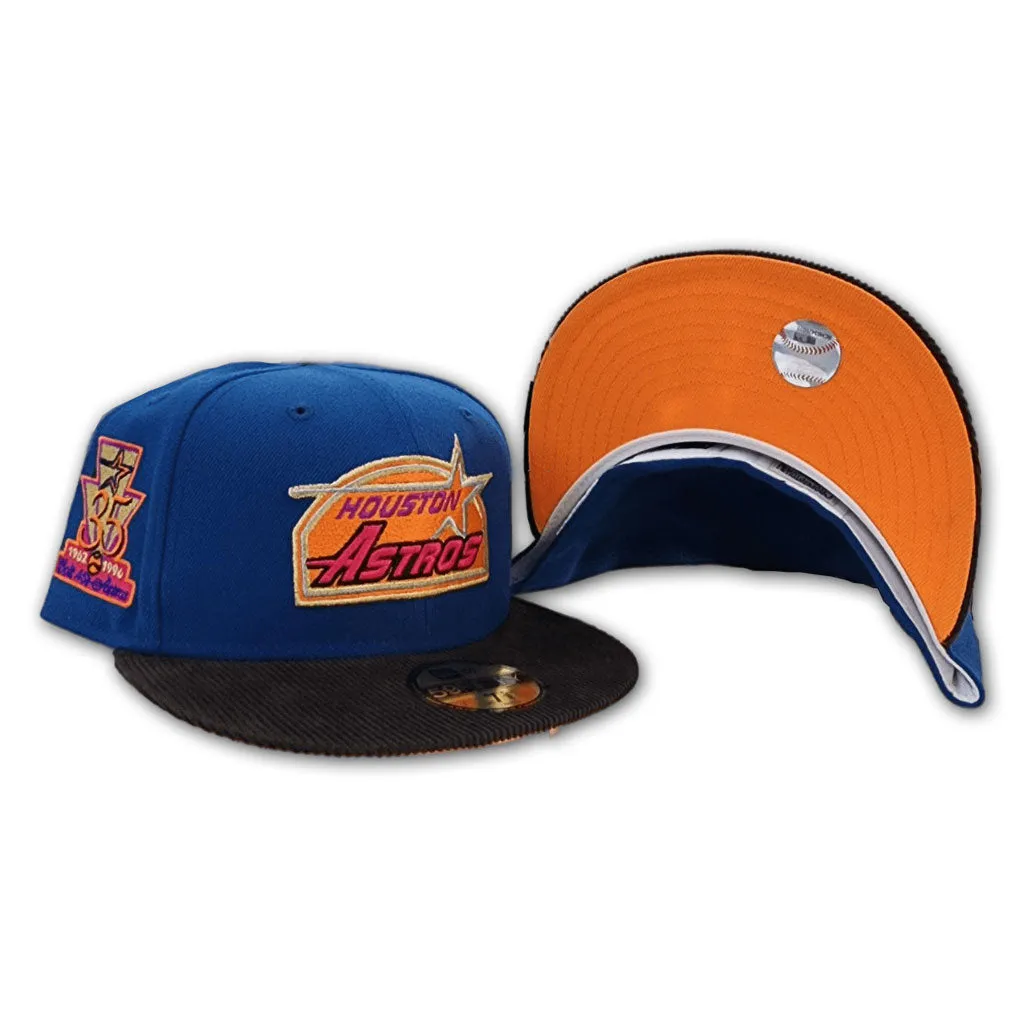 Sea Blue Houston Astros Black Corduroy Visor Orange Bottom 35th Great Years Side Patch New Era 59Fifty Fitted