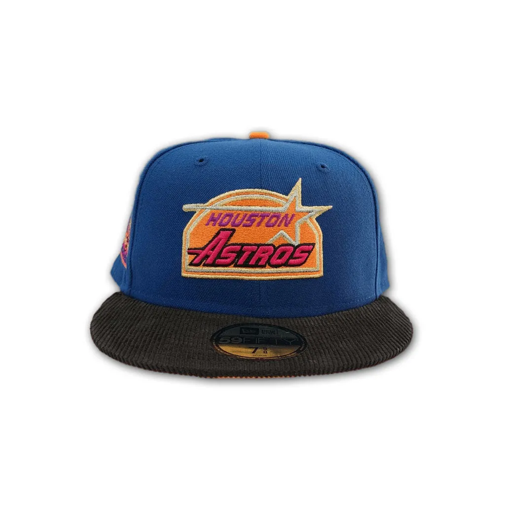 Sea Blue Houston Astros Black Corduroy Visor Orange Bottom 35th Great Years Side Patch New Era 59Fifty Fitted