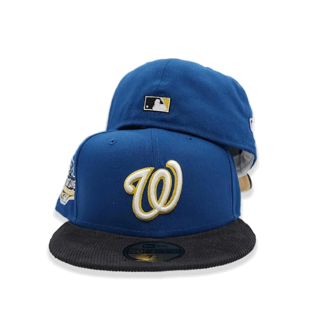 Sea Blue Washington Nationals Black Corduroy Visor Gold Bottom 2019 World Series Side Patch New Era 59Fifty Fitted