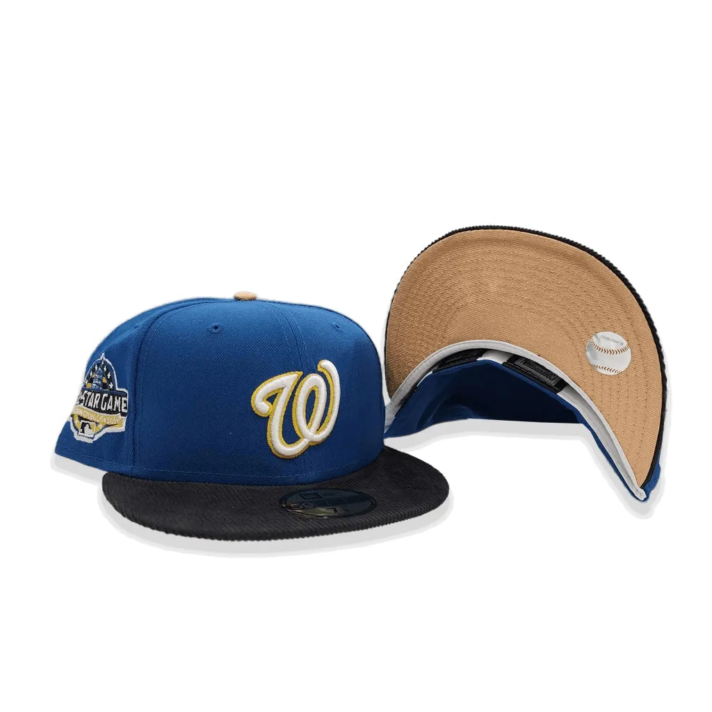 Sea Blue Washington Nationals Black Corduroy Visor Gold Bottom 2019 World Series Side Patch New Era 59Fifty Fitted