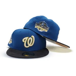 Sea Blue Washington Nationals Black Corduroy Visor Gold Bottom 2019 World Series Side Patch New Era 59Fifty Fitted