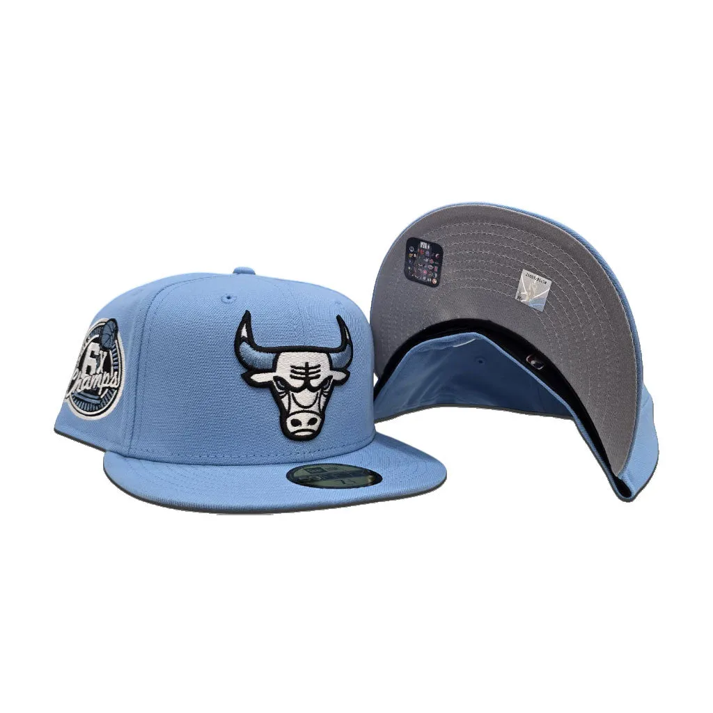 Sky Blue Chicago Bulls Gray Bottom 6X Champions Side Patch New Era 59Fifty Fitted