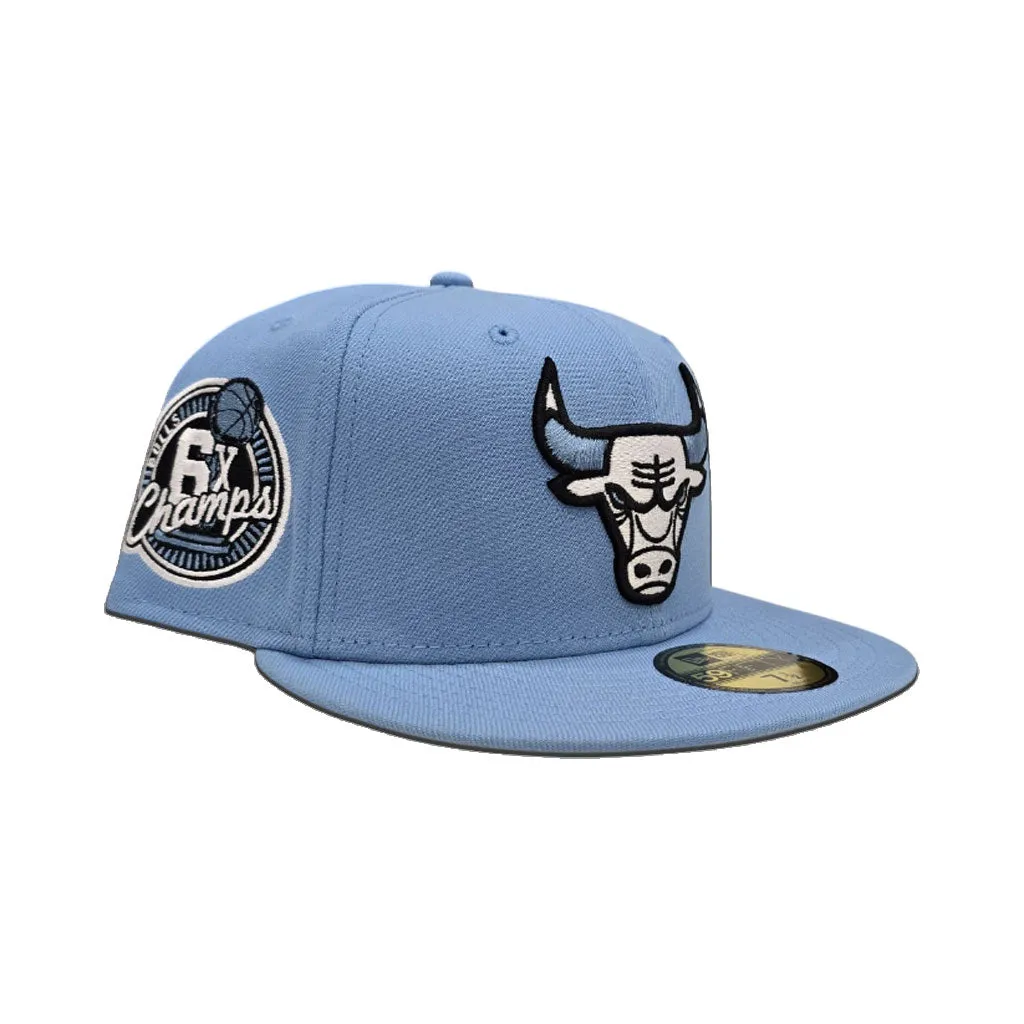 Sky Blue Chicago Bulls Gray Bottom 6X Champions Side Patch New Era 59Fifty Fitted