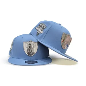 Sky Blue Las Vegas Raiders Gray Bottom 2020 Inaugural Season New Era Silver Metal Badge 9Fifty Snapback