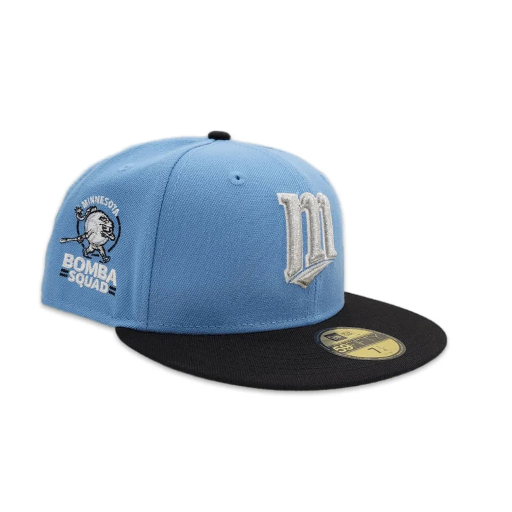 Sky Blue Minnesota Twins Black Visor Gray Bottom Bomba Squad Side Patch New Era 59Fifty Fitted