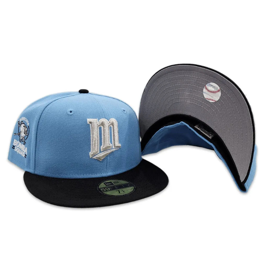 Sky Blue Minnesota Twins Black Visor Gray Bottom Bomba Squad Side Patch New Era 59Fifty Fitted